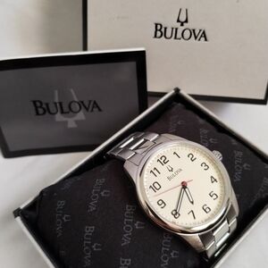 Bulova Corporate Exclusive Silver Men's Watch White Stainless Steel NEW In Box